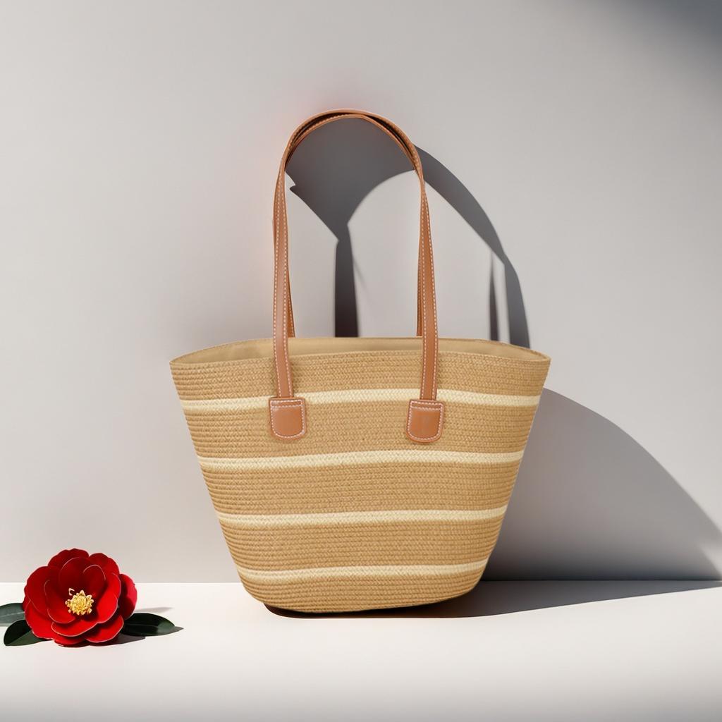New Shoulder Straw Woven Bag Woven Bag Large Capacity Casual Versatile Fashion Women's Vacation Seaside Beach Woven Bag