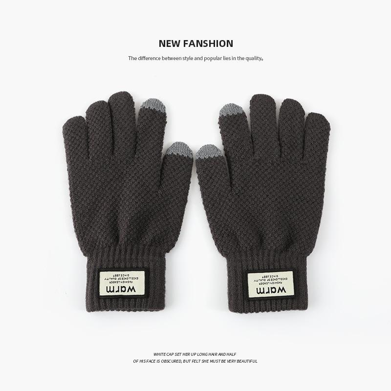 

Men s autumn and winter touch-screen gloves, warm and cold-proof thickened and velvet cycling five-finger winter outdoor gloves One Size