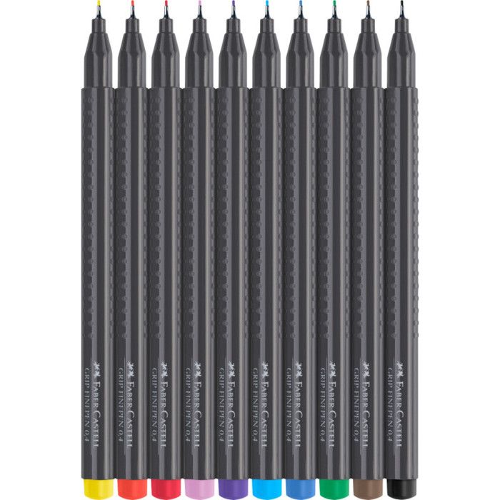 Feutre Fin - Faber-Castell - Grip Finepen - Étui De 10 - Largeur De Tracé 0,4 Mm - Mixte