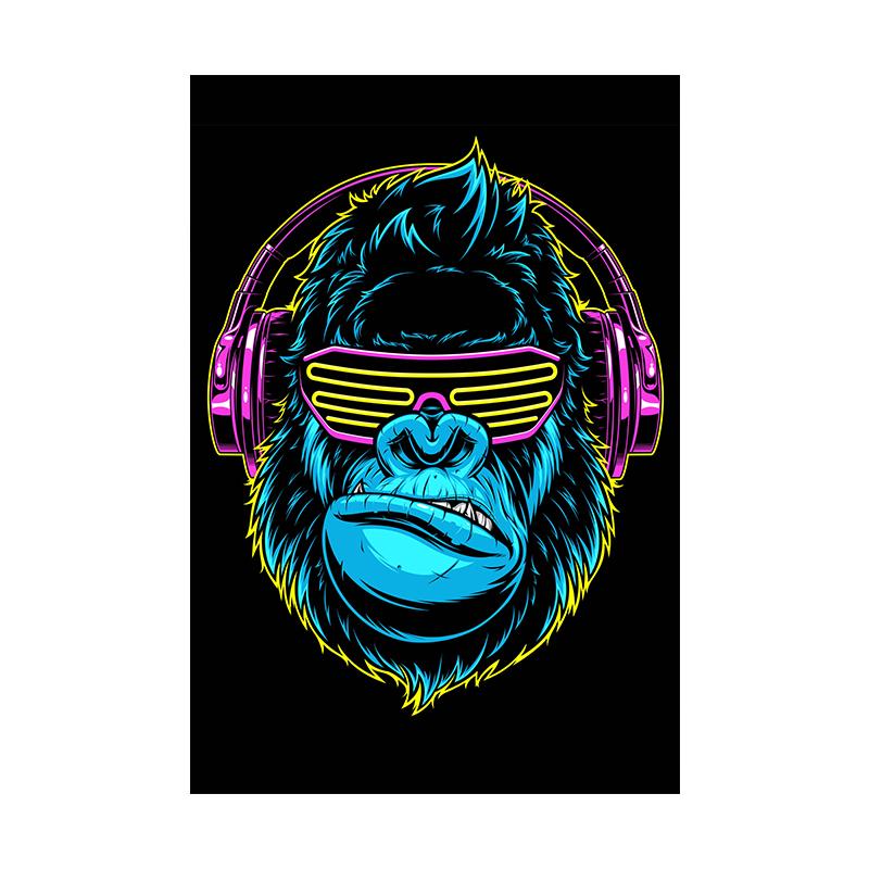 Monkey Cat Dog Headphone Poster Living Bed Room Home Bar Decor Canvas Painting Fashion Dj Music Animal Wall Art Picture Prints