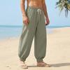 Men's Cotton-Linen Summer Straight-Leg -Color Casual Trousers
