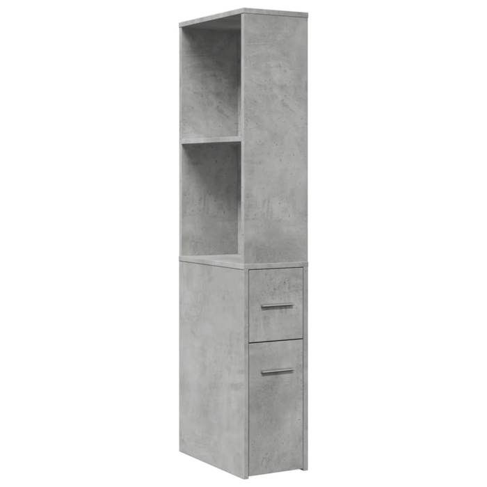 VidaXL Armoire de salle de bain étroite avec roulettes gris béton, armoire de salle de bain haute, rangement de salle de 855298