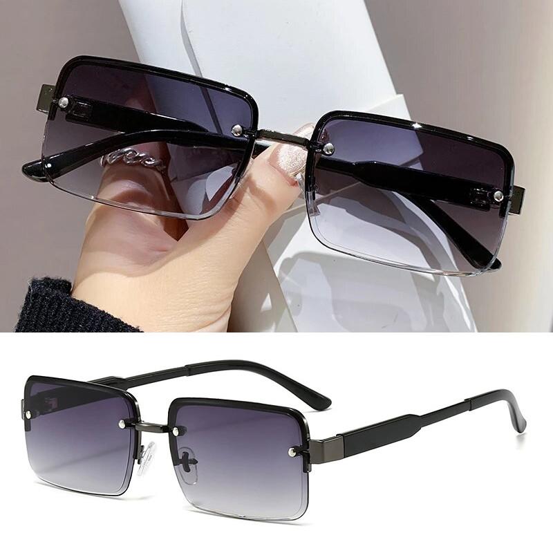 Korean Fashion Aviator Sunglasses For Men And Women Metal Small Square Frame Gradient Lens Shades Glasses Outdoor UV Resistance