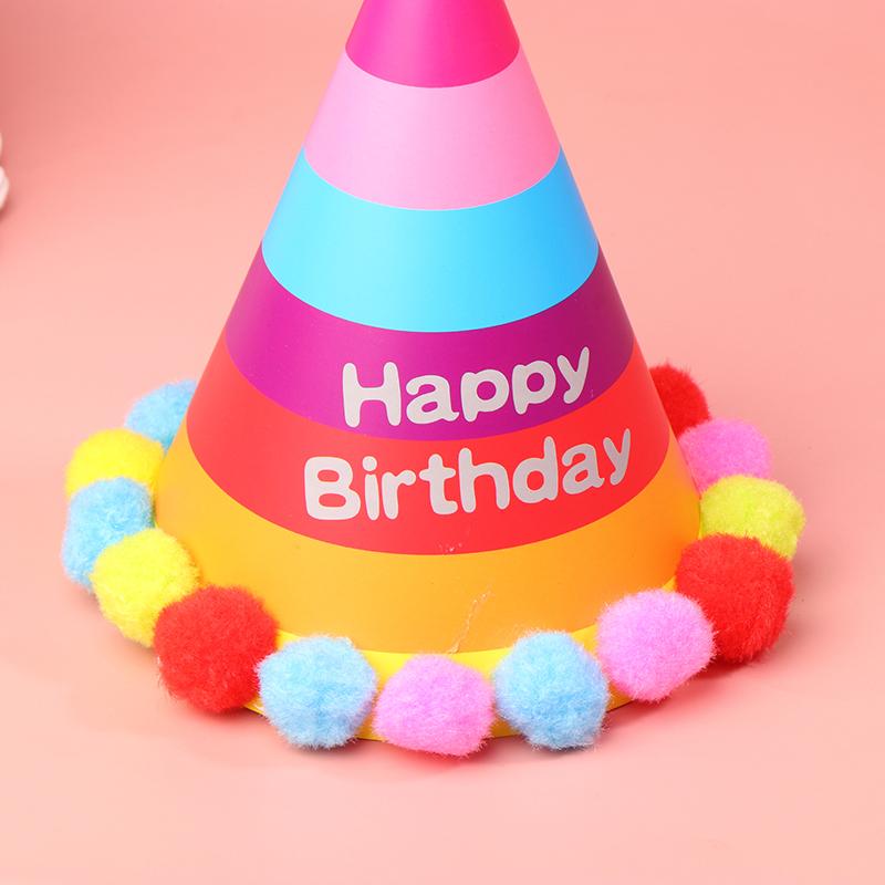 10Pcs/Bag Happy Birthday Party Hats Rainbow Diy Handmade Cap Crown Baby Shower Decoration Boy Girl Birthday Party Photo Props