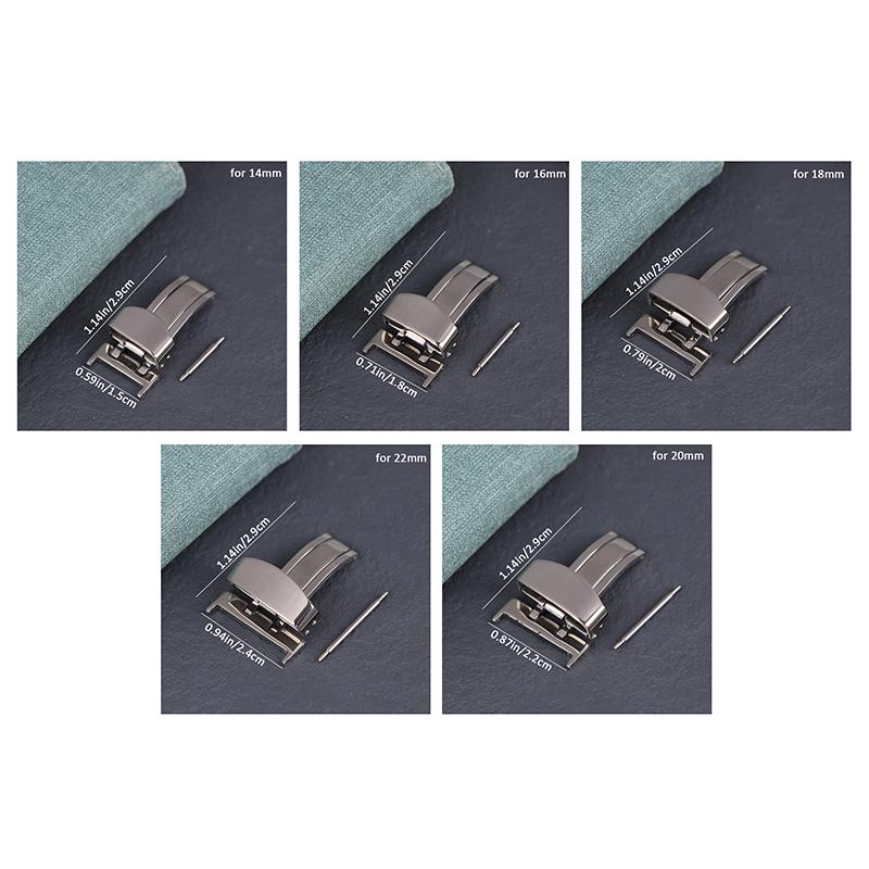 Cataramă de ceas cu fluture din oțel inoxidabil, 14 mm, 16 mm, 18 mm, 20 mm, 22 mm, catarame pliabile cu buton, pentru curea de ceas