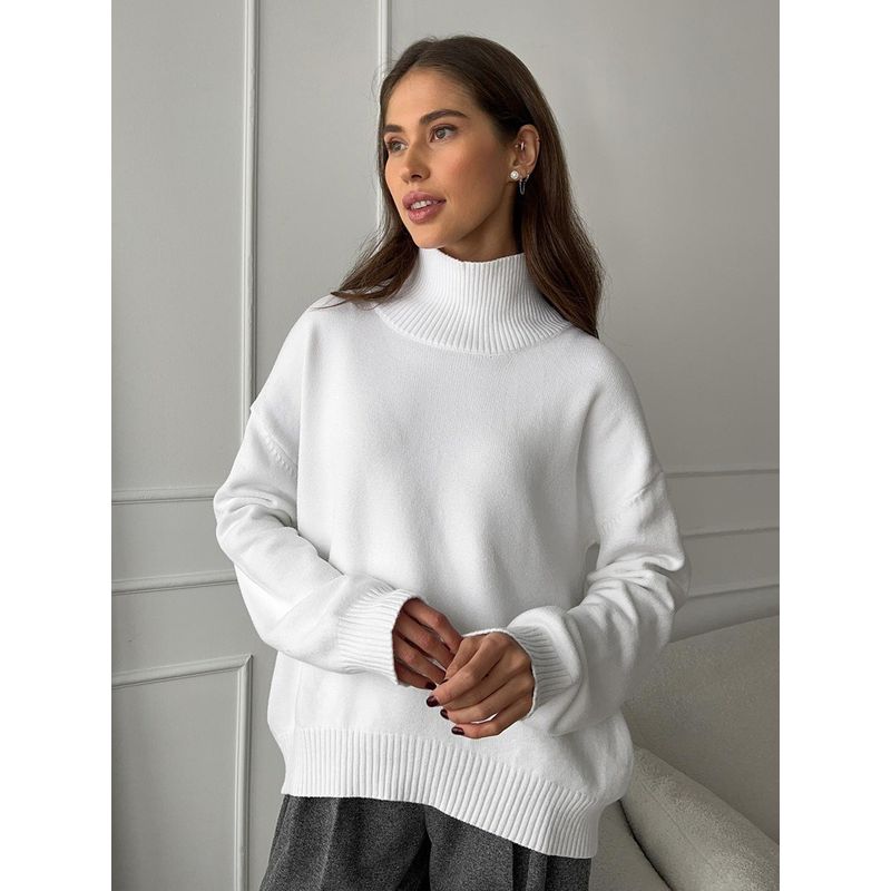 Western Style New Fashion Casual Loose Turtleneck Sweater Top Knitted High Neck Sweater