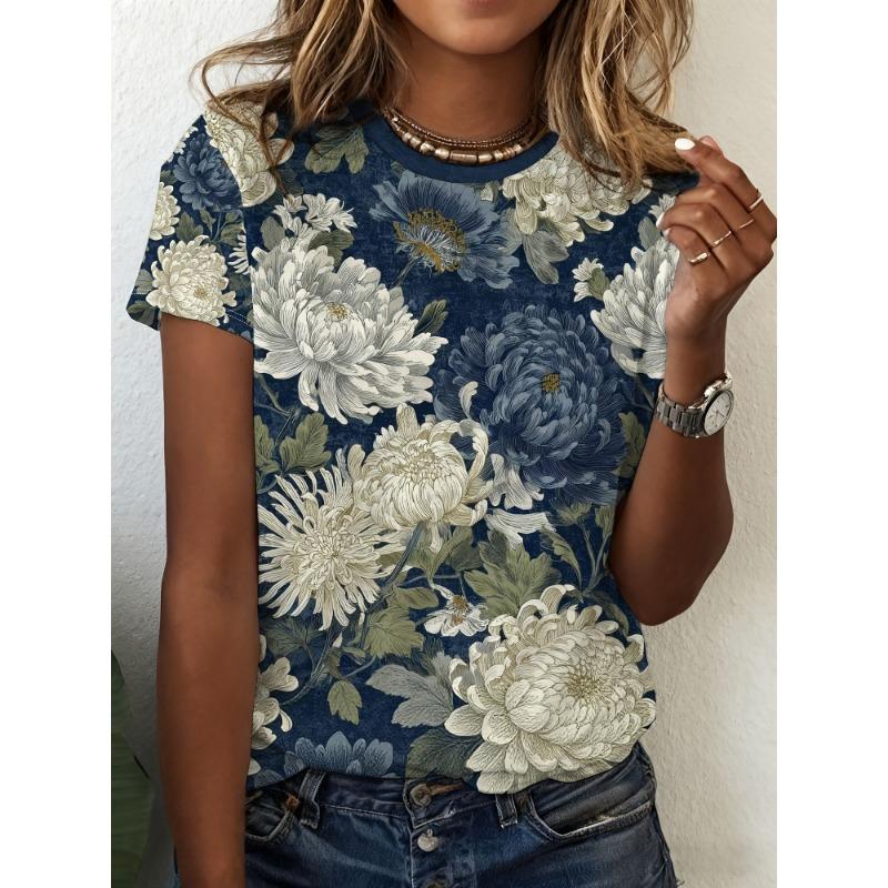 Women s Round Neck Short Sleeve Sports and Casual Trendy Wear S