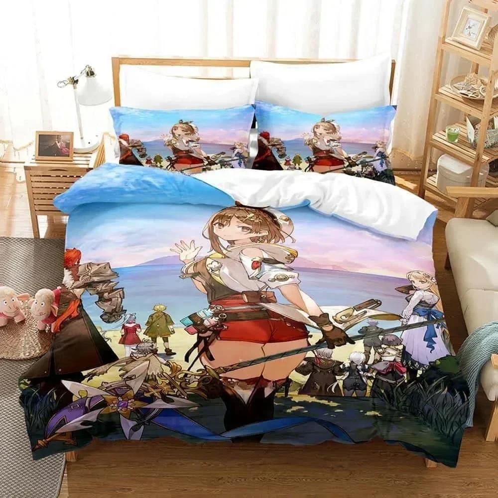 

3D Аниме Atelier Ryza 2 Затерянные легенды и секретная фея Комплект постельного белья Односпальный Полуторный Двуспальный Кинг-сайз Комплект для кровати Взрослая Детская Спальня 70x133cm 2pcs