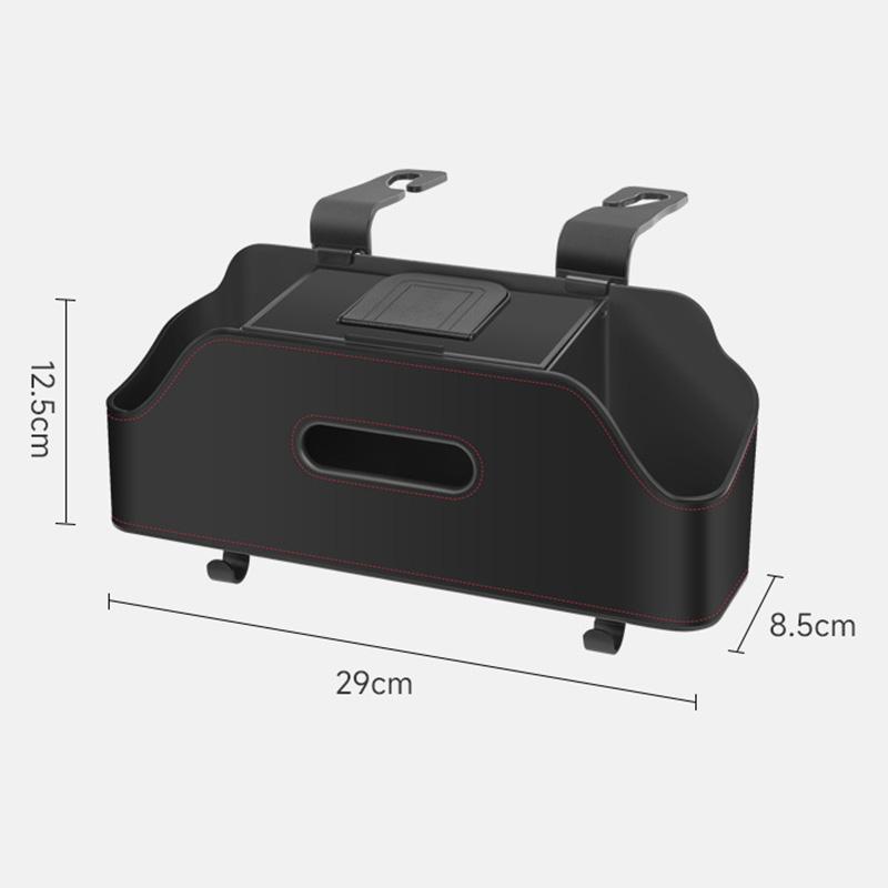 Auto-Organizer-Box, multifunktionale Auto-Taschentuchbox aus Leder, Aufbewahrungsbox für den Rücksitz des Autos, Telefonsitz, Papiertütenhaken, Wasserbecherhalter