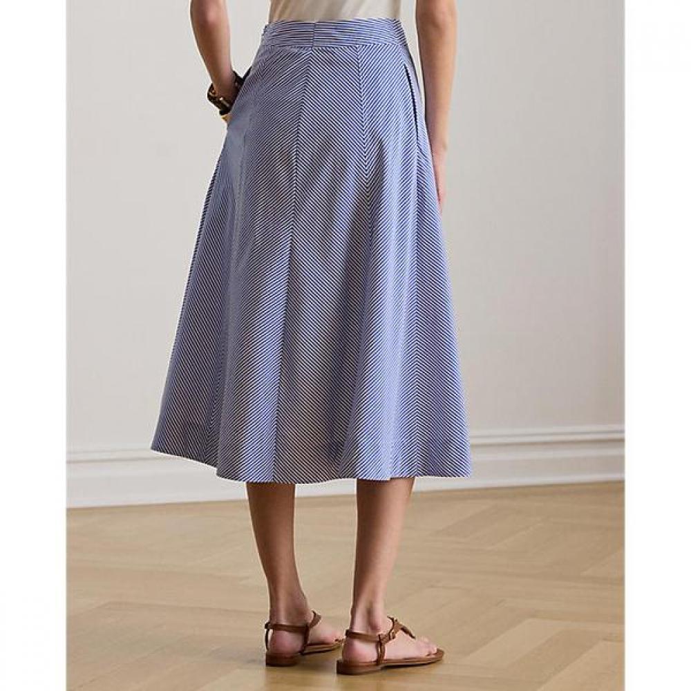 Lauren Ralph Lauren Striped Cotton Broadcloth Skirt Wmlrskts6h20302400
