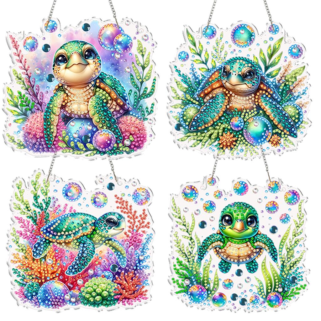 4Pcs 2D Flat DIY Special Shape Rhinestone Diamond Art Window Pendants Diamond Painting Kits Wall Decor for Home & Windows