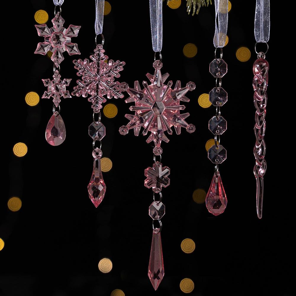 18pcs Crystal Christmas Ornaments  Icicle Ornaments With Drop Pendants Acrylic Snowflake For Christmas New Year Party Decoration