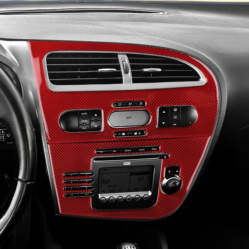 Real Soft Carbon Fiber Sticker For Seat Leon 2005 2006 2007 2008 2009 2010 2011 2012 LHD Car Central Control Panel Accessories.