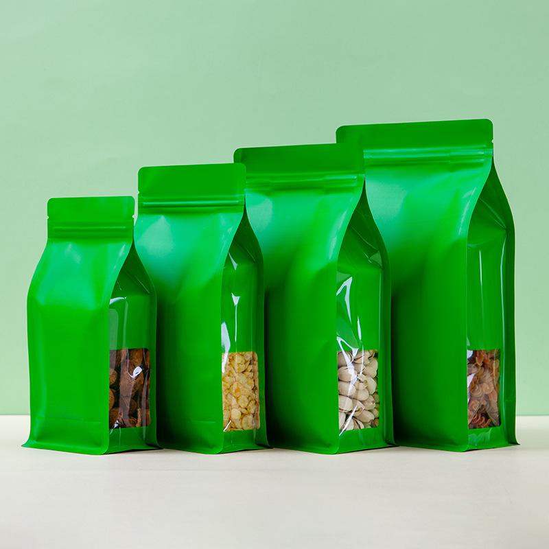 Colored Aluminum Foil Stand-Up Bag with Window for Tea and Nuts - Self-Sealing and Thickened
