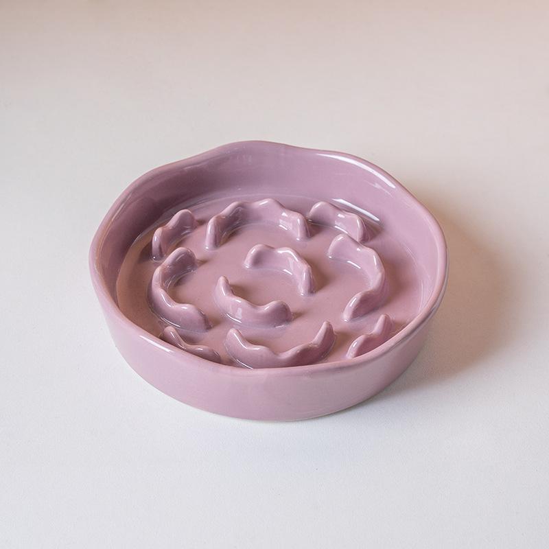 Ceramic Slow Food Bowl High Footed Cat Bowl Neck Protection Bowl Not Easy To Knock Over Dog Anti Choking Bowl Slow Food Bowl New