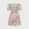 Middle Eastern Floral One-Shoulder Short Dress, Fresh and Sweet Commuter Style with Popular Embroidered Design