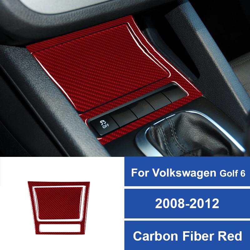 Real Carbon Fiber Car Center Control Ashtray Box Panel Decoration Sticker For Volkswagen Golf 6 2008-2012 Interior Accessories