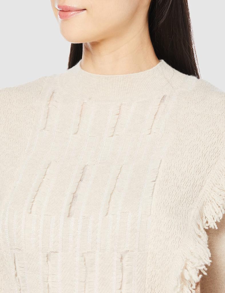 FRAY I.D. Women's Fringe Jacquard Knit Pullover FWNT215253 White