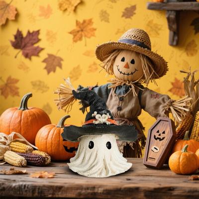 Resin Ghost Figurines Small Scary Ghost Decor Scary Statue Decoration for Bathroom Tabletop Desk Garden Party Shelf Halloween