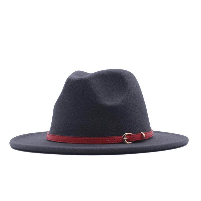 Women's Wool Fedora Hat with Flat Brim - Autumn/Winter Accessory in Solid Black Jazz Style