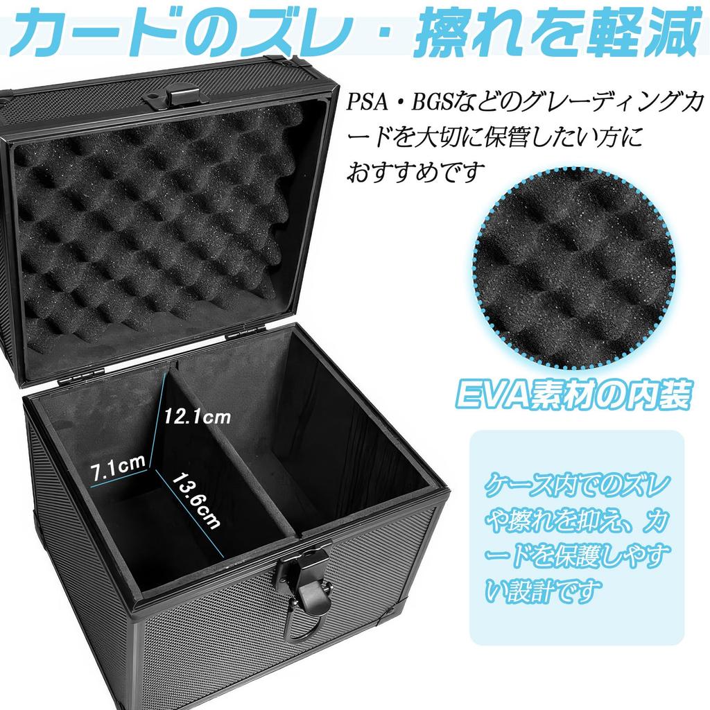 KXSIX PSA BGS Graded Card Storage Case 40 Capacity Aluminum Alloy Frame EVA Interior Two Row 20 x 18 17 cm