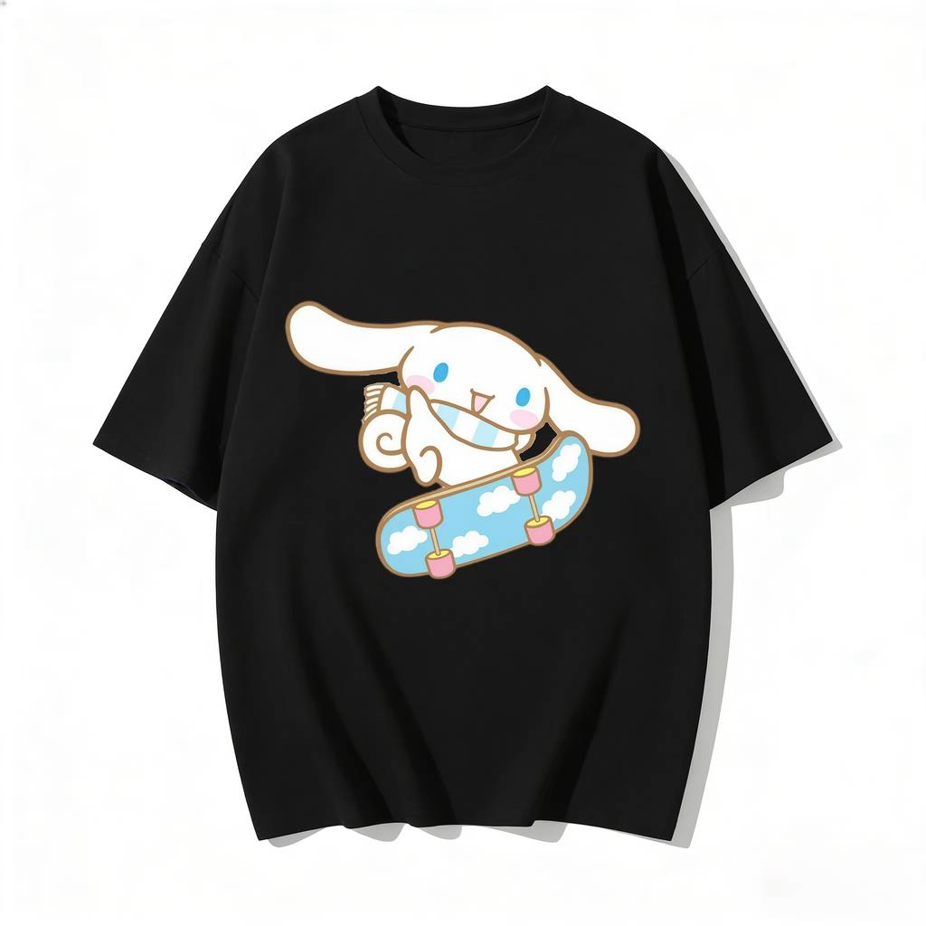 T-shirt Cinnamoroll 2026 cotone morbido manica corta girocollo stampa carina leggera top estivo per Donna uso quotidiano casual