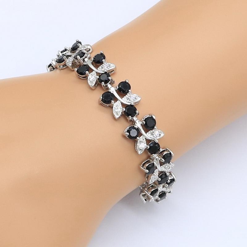 Black Zircon Jewelry Sets For Women Bracelet Necklace Pendant Earrings Ring Gift Box