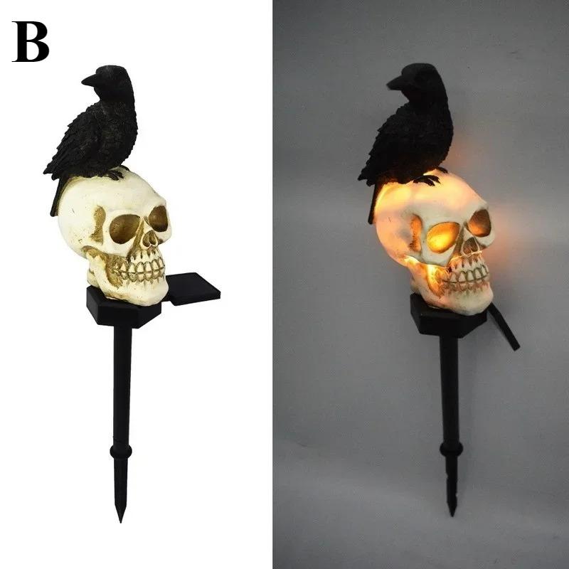 

Solar Lights Outdoor 1 Set Crow on Skull Solar Halloween Lights with Stake Waterproof LED Light Decorations for Outdoor Decor B,1PC