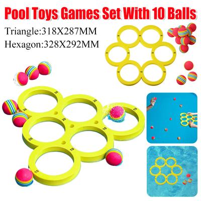 Fun Splash Water Sports Water Sports EVA Throwing Circle With 10 Rainbow Balls Floating Throwing Games For Kid Adult Summer Fun