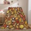 Cartoon-shaped food burger Printed Blanket for Sofa Travel Camping Living Room Office Conditioning Blanket for All Seasons Gifts