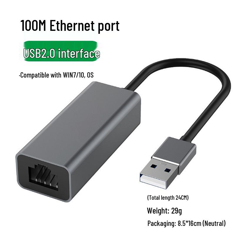 Dual-Head USB Type-C To RJ45 Gigabit Network Card, 100M/1000, Driver-Free
