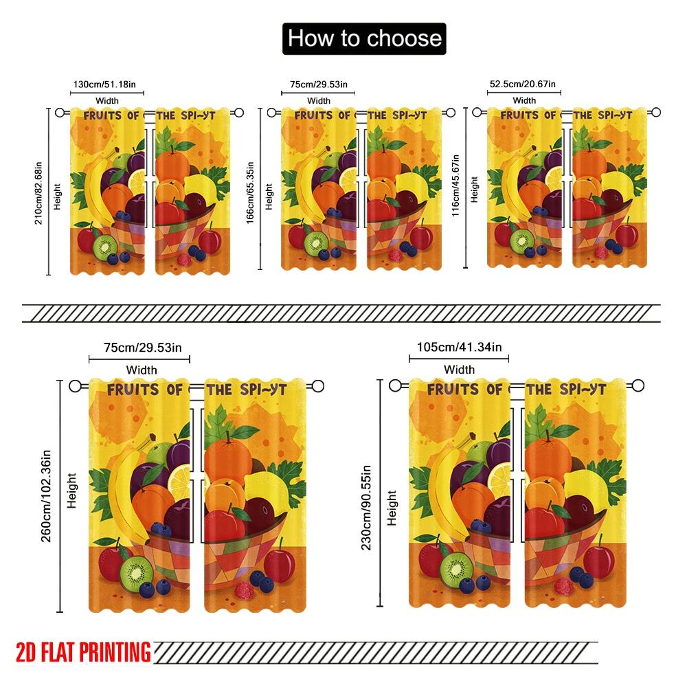 2pcs 2D flat printing Curtains Fruits of the Spirit Fabric Without Electricity Festive Holiday for All Season celebrations