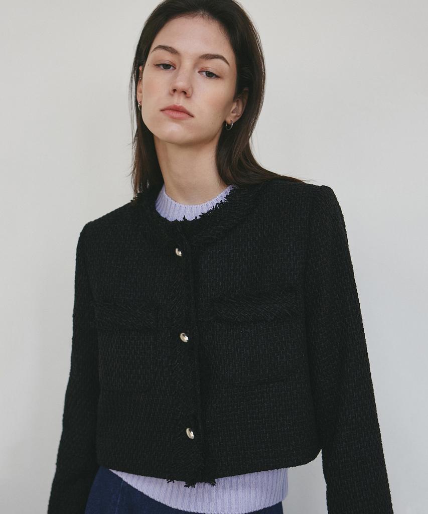 Nick&Nicole Charlotte Crop Tweed Jacket_Black