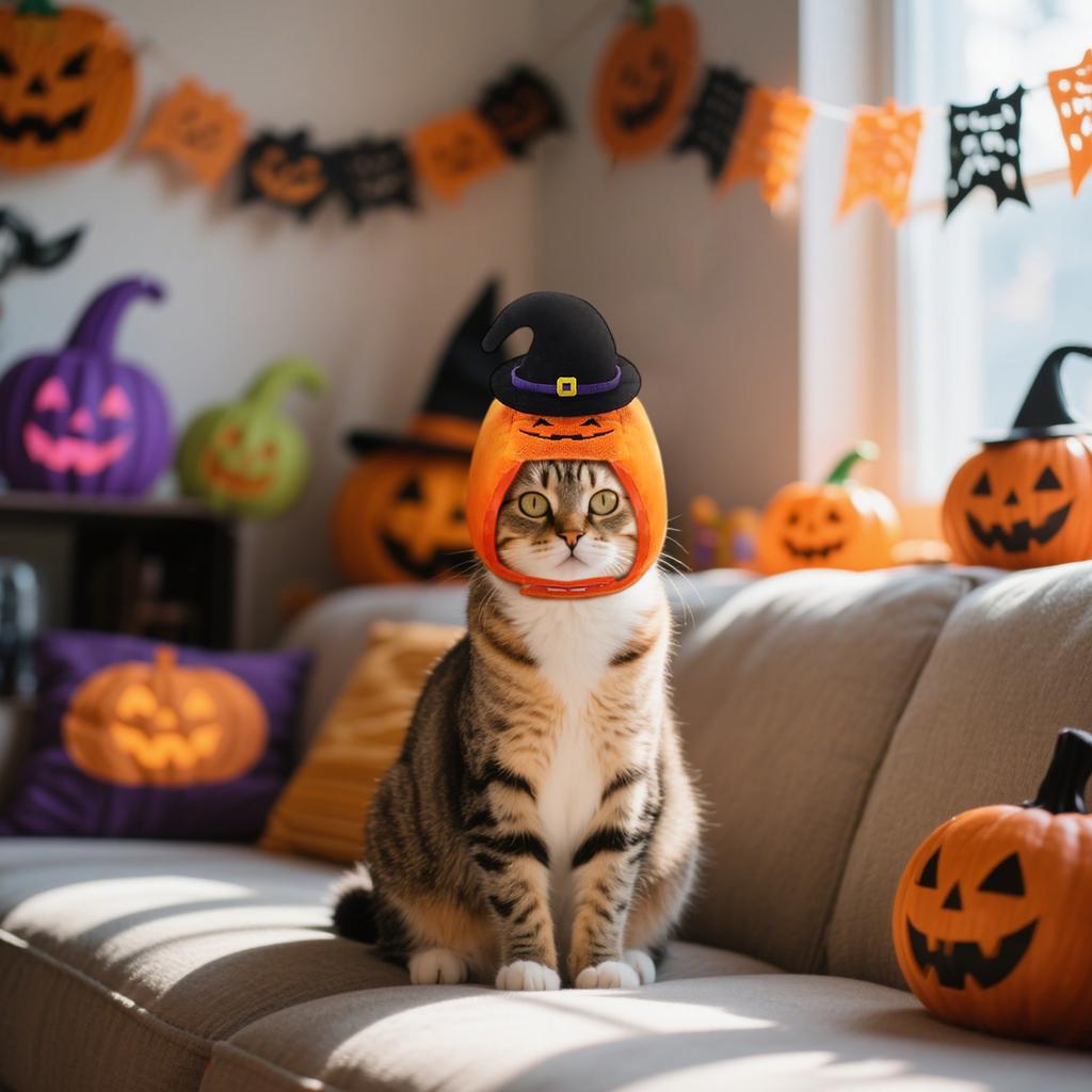 Cat And Dog Halloween Costumes, Halloween Pumpkin Hats, Adjustable Pet Headwear, Party Costumes, Dog And Cat Costume Accessories, 4-piece Set