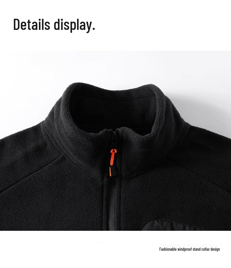 2025 Men's Windproof Fleece Jacket, Thickened Stand Collar, Warm Lining, Customizable and Available for Group Purchase