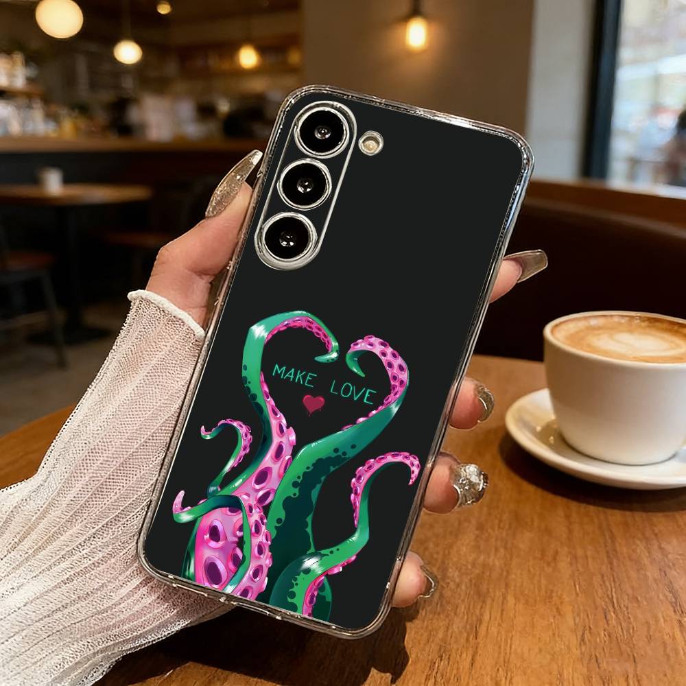 O-Octopus S-Sea Animals O-Ocean Phone Case For Samsung S25,S24,S21,S22,S23,S30,Ultra,S20,Plus,Fe,Lite Transparent Cover