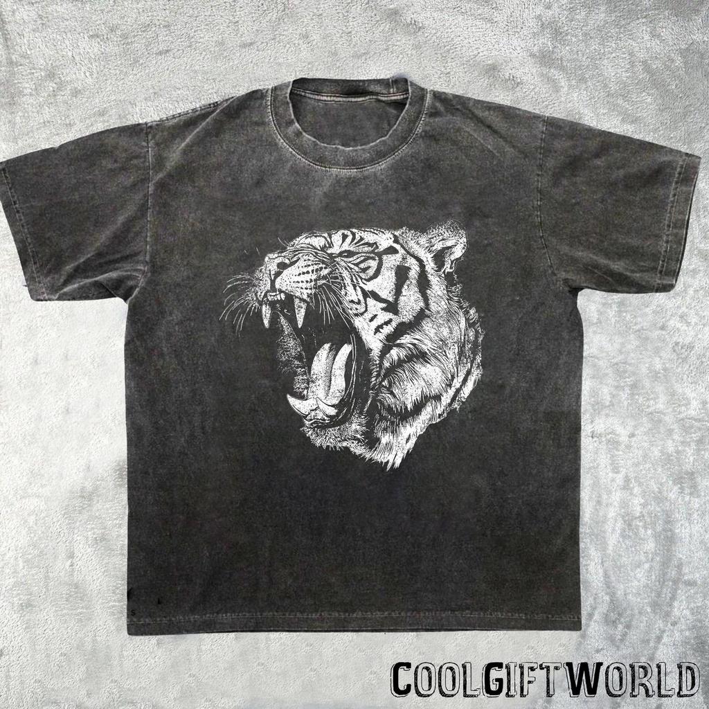 Tiger Face Graphic Shirt, Trendy Tiger Tee, Animal Lover Gift