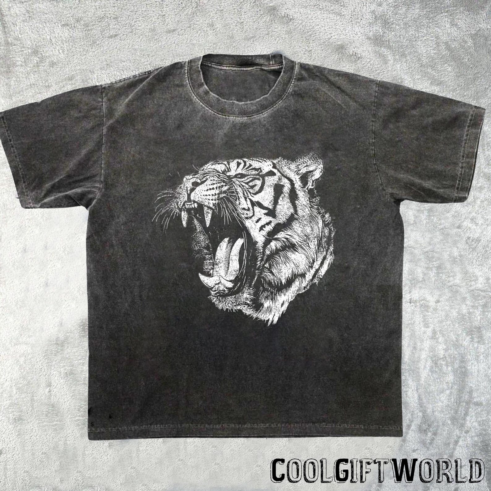 Tiger Face Graphic Shirt, Trendy Tiger Tee, Animal Lover Gift L