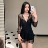 Women's Summer New Slimming Lace Long Sleeve Swimsuit Slim Fit One-Piece Bathing Suit Conservative Style