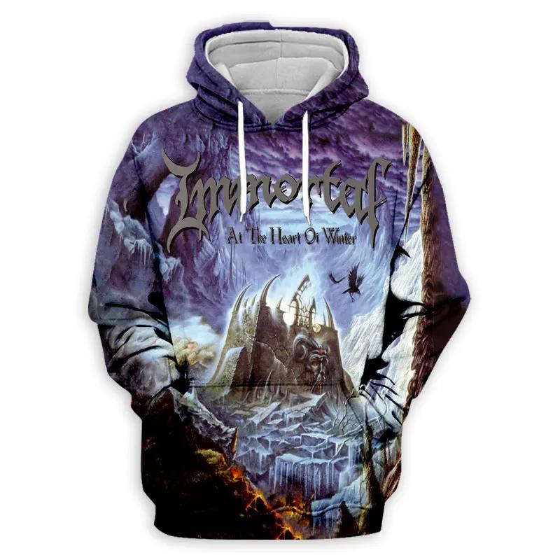 Schwarz Metall Rock Unsterblich 3D Druck Hoodies Herren Damen Mode Lässige Sweatshirts Übergroßer Hoodie Pullover Trainingsanzug Kleidung