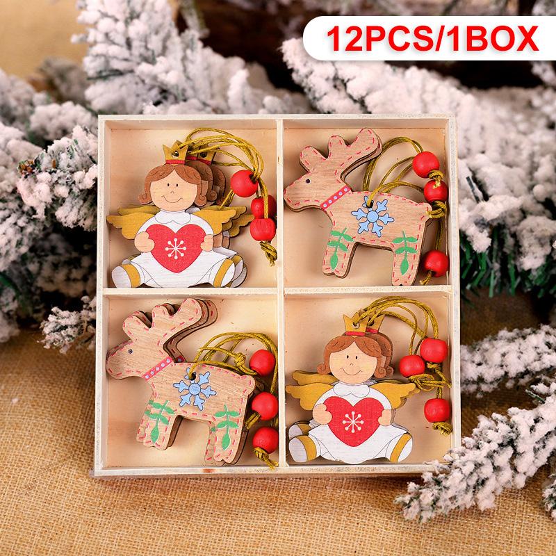 Wooden Christmas Pendant Merry Christmas Decoration for Home 2025 Navidad Xmas Tree Hanging Ornaments Kids Gifts New Year 2025