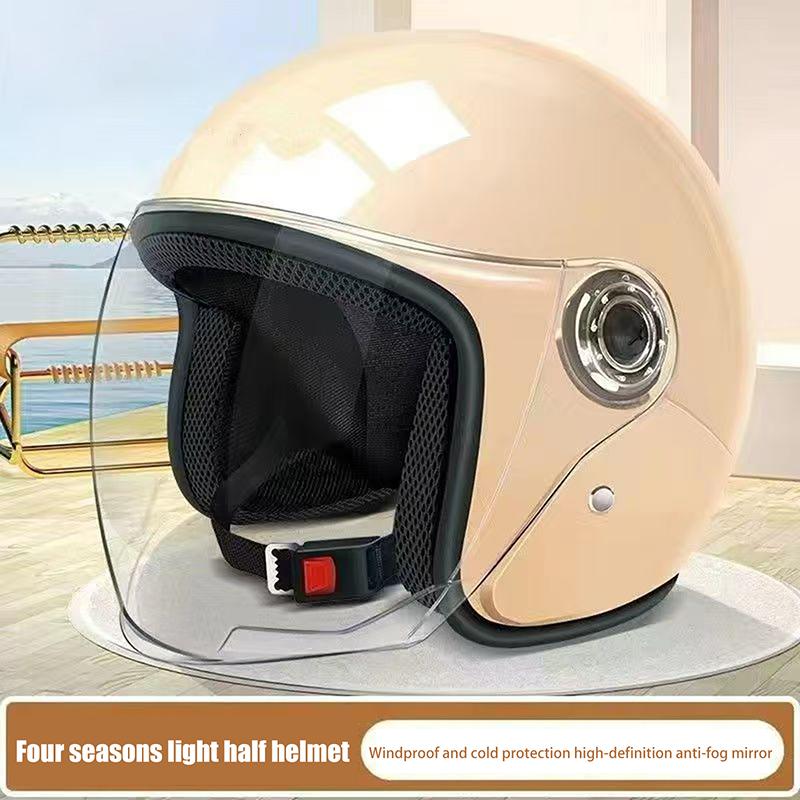 Unisex Comfortable & Ventilated Electric Riding Lens Helmet for Four Seasons, Adjustable Safety Motorcycle Helmet - 1 Piece