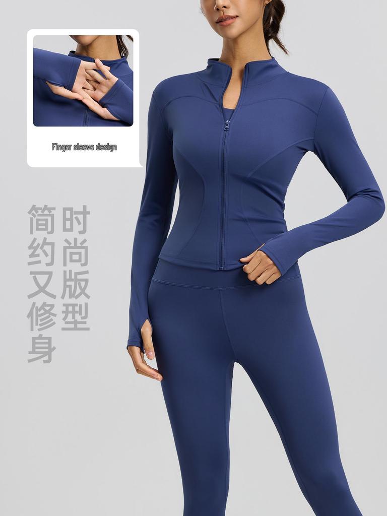Women's Juyitang Stand-up Collar Yoga Jacket for Running & Cycling - Slimming, Elastic Fitness Top