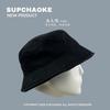 Solid color summer washed black bucket hat men and women trendy versatile retro sunshade sunscreen hat