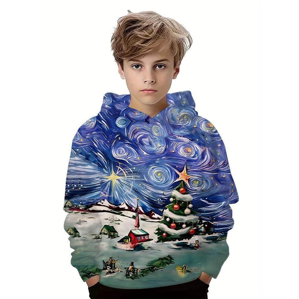 Dětské oblečení Chlapecké mikiny s dlouhým rukávem 3D Vánoční potisk Dětské jarní podzimní oblečení Stylová párty atmosféra Dívčí oblečení Topy