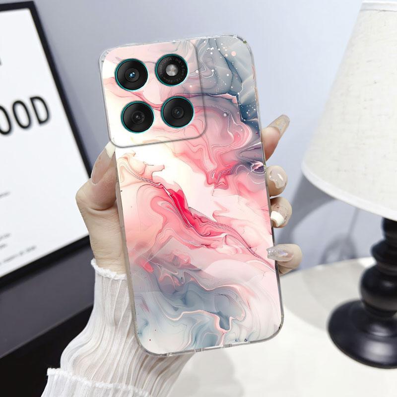 Phone Case For Moto Edge 60 Fusion Case Protect Cover For Motorola Moto Edge 60 Marble Butterfly Print Clear Soft Silicone Funda