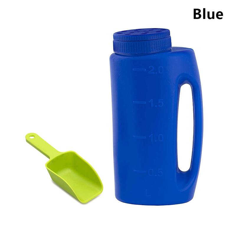 

2л посевной горшок для разбрасывания соли большой емкости регулируемый ручной горшок для снега удобрения разбрасыватель семян травы газ с лопатой синий