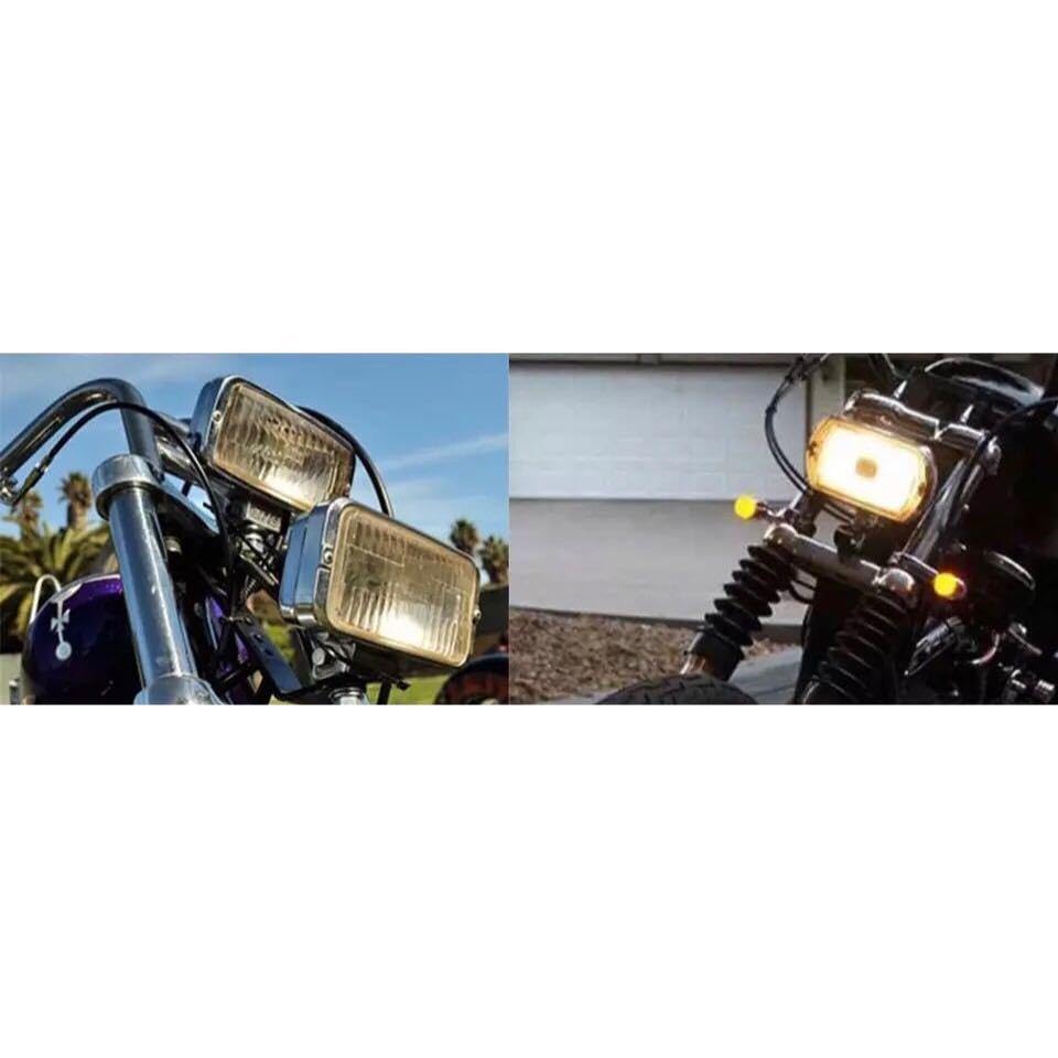 General Purpose Square Headlight Vintage Chopper Harley American Custom Old School Excavator Softail Silver [Deepa Ribusu] [Item]