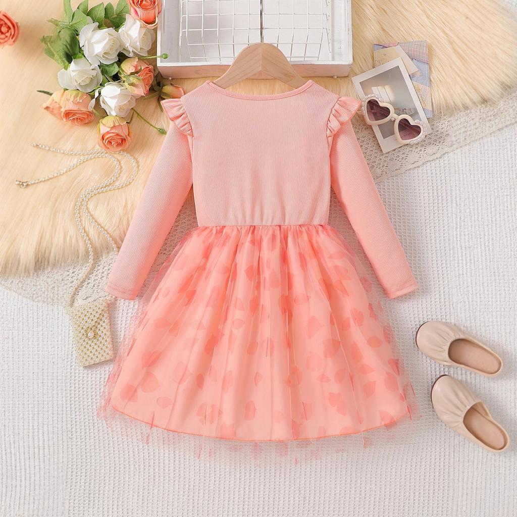 Girls' Adorable Capybara Long-Sleeve Dress Summer Children's Fashion Cartoon Puffy Princess Dress
