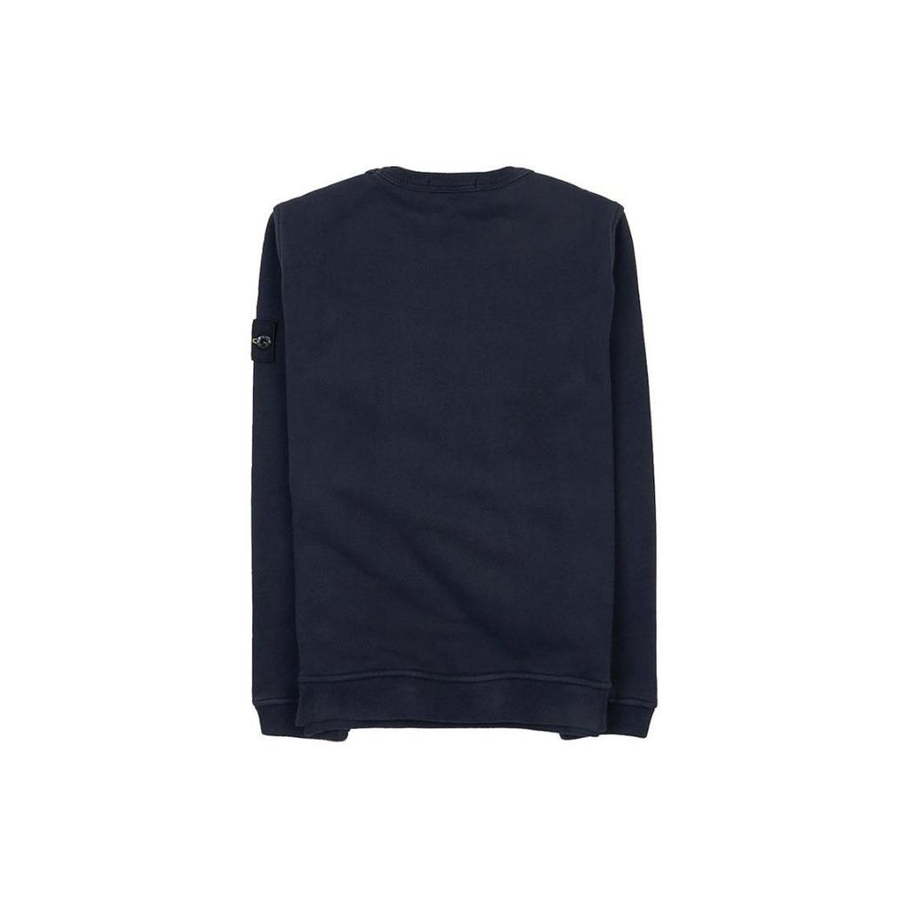 Stone Island Sweatshirt Kids Logo Crew Neck Solid Color Loose Fit Long Sleeve Kids tops Blue 791660143-V0020